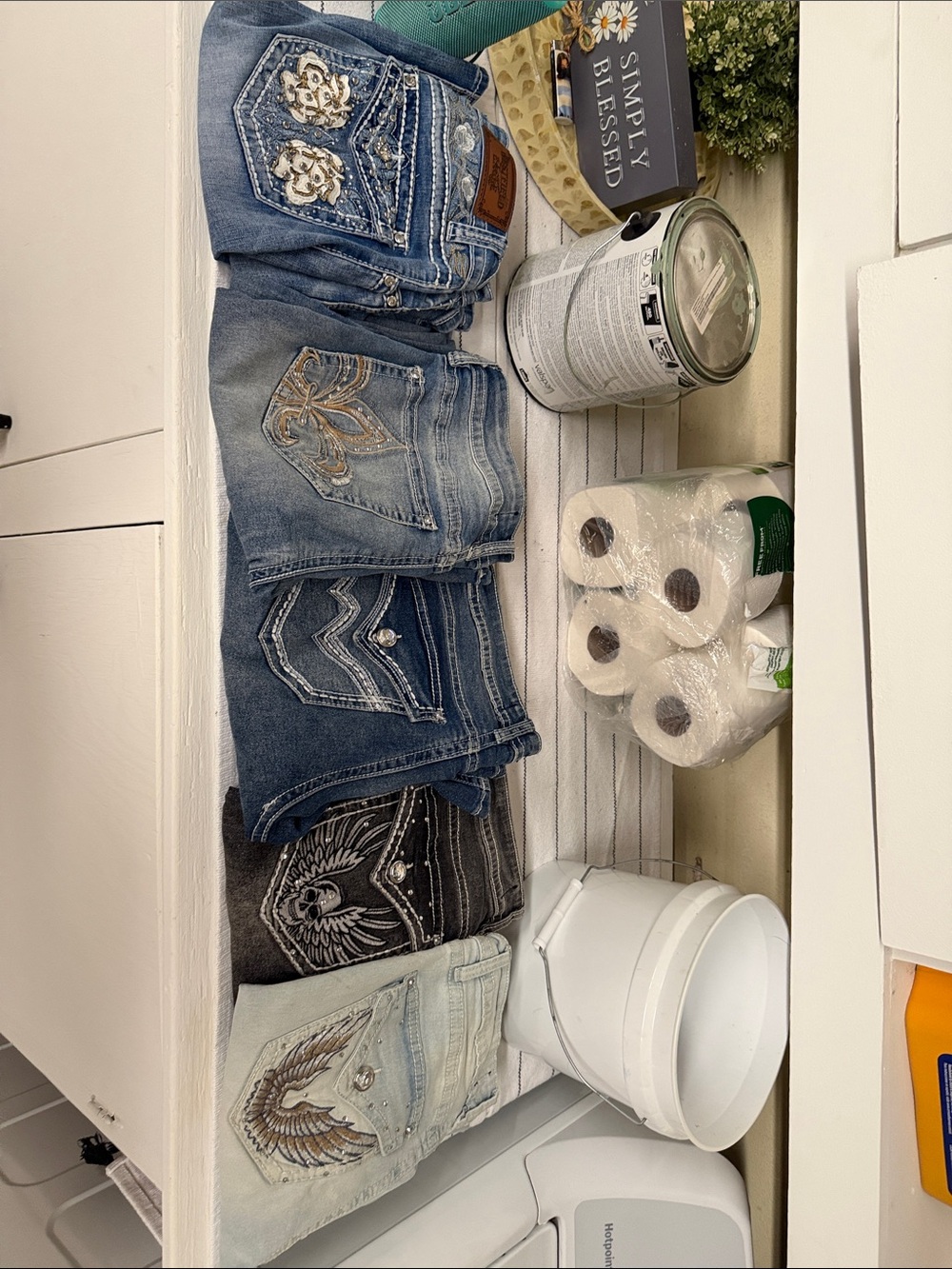 Denim Pocket Organizer Wall Shelf - Blue